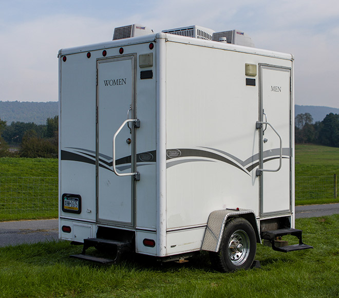 Multiple unit luxury restroom trailer.